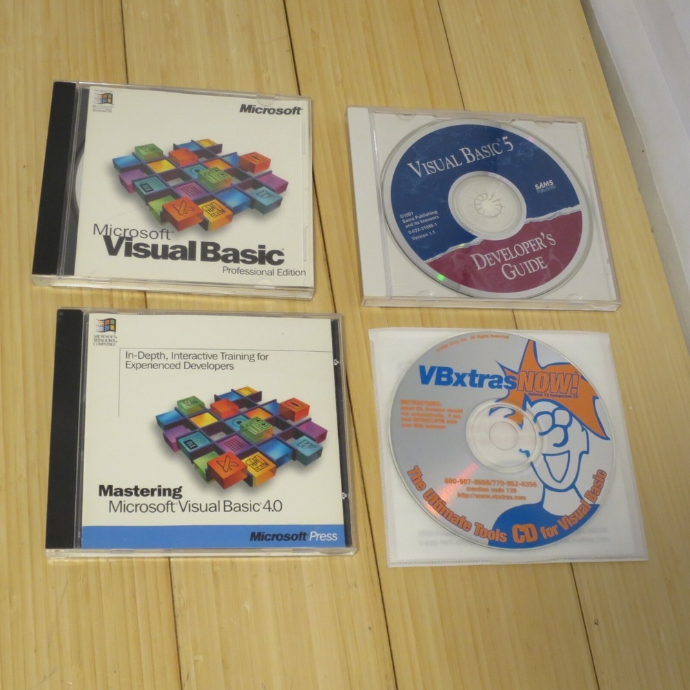 Microsoft Visual Basic Professional 1.0, 4.0, with VB Extras CD & VB 5.0 dev CD‎